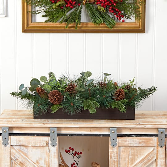 30" Evergreen Pine & Pine Cone Artificial Christmas Centerpiece